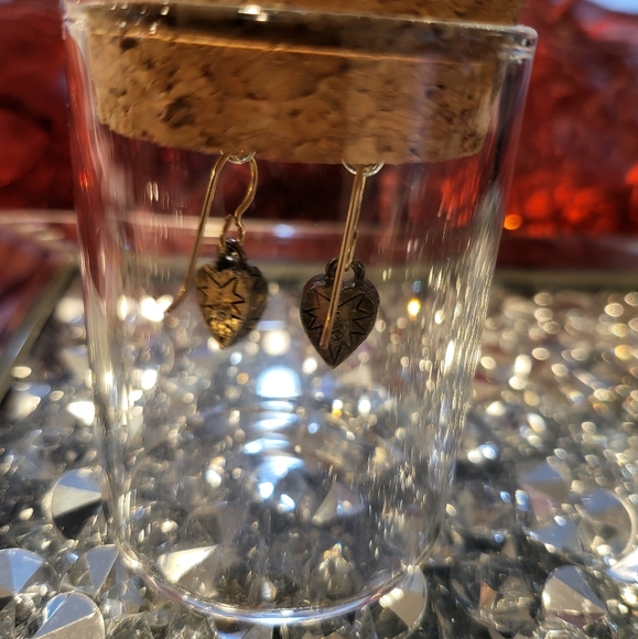 Patricia Locke Gold Tone Valentine Heart Drop Earrings w Swarovsky Pink Crystals - Picture 2 of 2